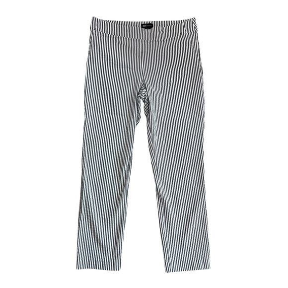 JNY Pull-on White Grey Railroad Striped Stretch Ankle Pants Women's 10 - Picture 1 of 5